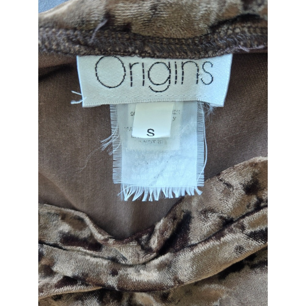 Vintage Origins Brown Velvet V Neck T-shirt W Sz S Gothic Whimsy Y2K Festive - Picture 10 of 16